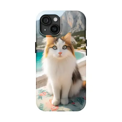 Calico Cat Sitting on Sunny Beach