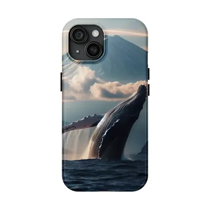 Humpback Whale Breaching Near Mount Fuji