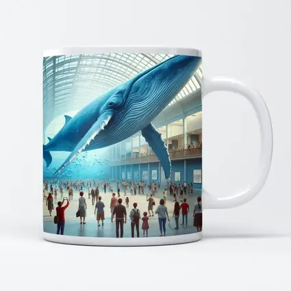 Blue Whale Floating Inside Museum Hall