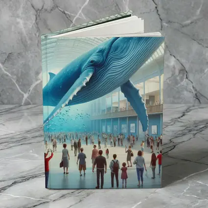 Blue Whale Floating Inside Museum Hall