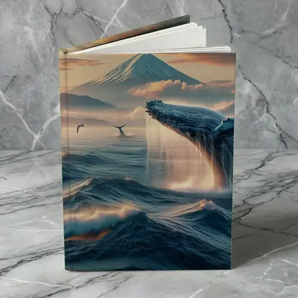 Humpback Whale Breaching Mount Fuji Sunset