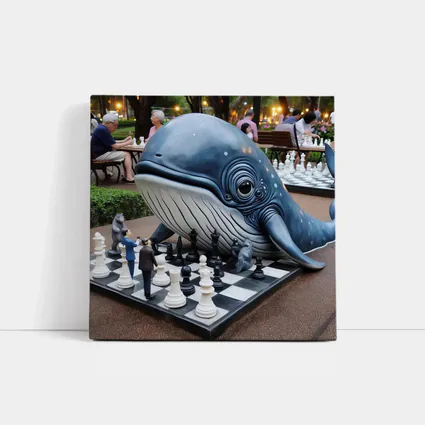 Whale Playing Chess In City Park