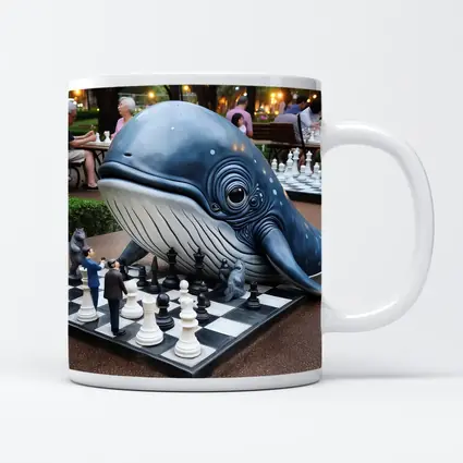 Whale Playing Chess In City Park