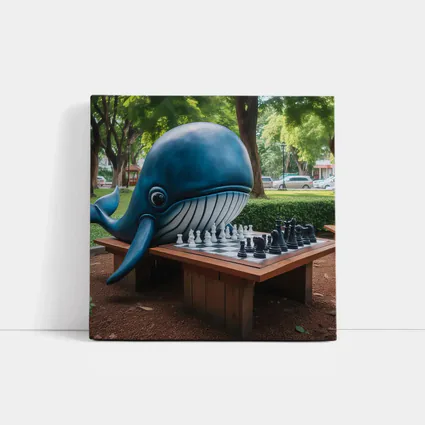 Blue Whale Playing Chess In Park