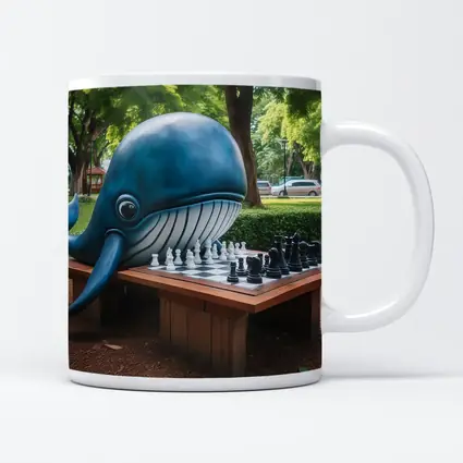 Blue Whale Playing Chess In Park