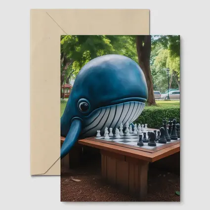 Blue Whale Playing Chess In Park