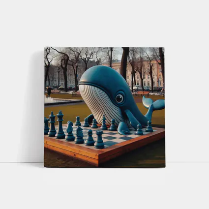 Blue Whale Playing Chess In Park