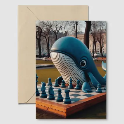 Blue Whale Playing Chess In Park
