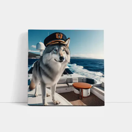 Wolf Captain Hat Yacht Ocean Background
