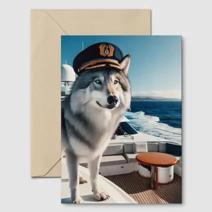 Wolf Captain Hat Yacht Ocean Background