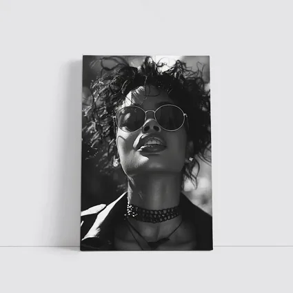 Black and White Woman Portrait Sunglasses Fashion
