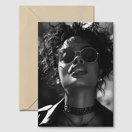 Black and White Woman Portrait Sunglasses Fashion