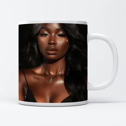 Glamorous Black Woman Glitter Portrait Dark Background