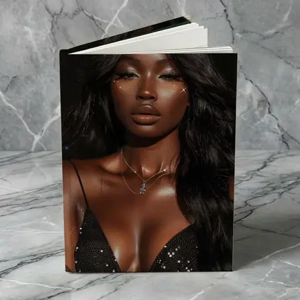 Glamorous Black Woman Glitter Portrait Dark Background