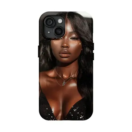Glamorous Black Woman Glitter Portrait Dark Background