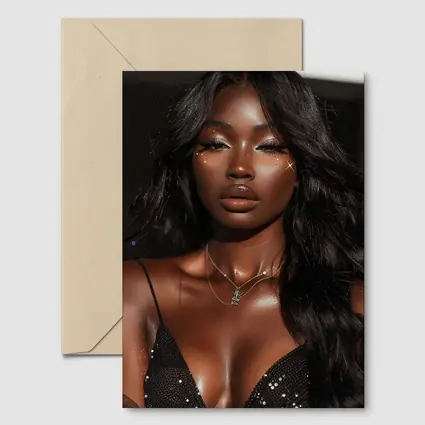 Glamorous Black Woman Glitter Portrait Dark Background