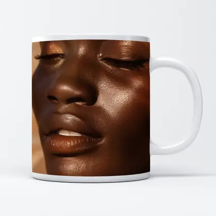 Close Up Portrait Black Woman Glowing Skin
