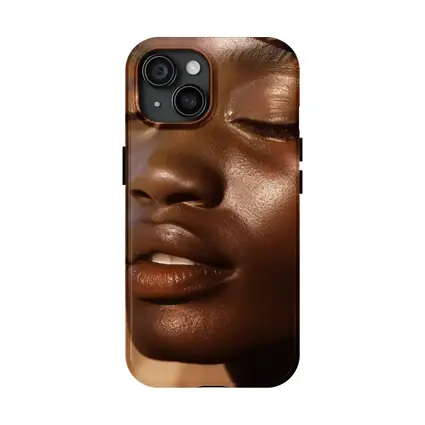 Close Up Portrait Black Woman Glowing Skin