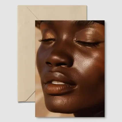Close Up Portrait Black Woman Glowing Skin