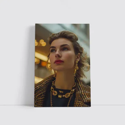 Elegant Woman Gold Jewelry Fashion Portrait