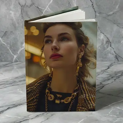 Elegant Woman Gold Jewelry Fashion Portrait