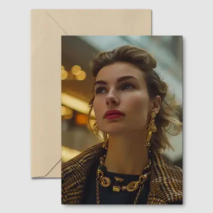 Elegant Woman Gold Jewelry Fashion Portrait