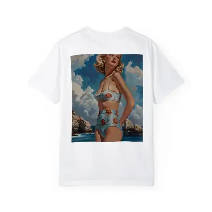 Retro Pin Up Woman Ocean Painting Art
