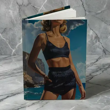 Retro Woman Blonde Beach Coastal Painting Art