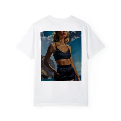 Retro Woman Blonde Beach Coastal Painting Art