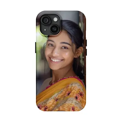 Young Indian Woman Smiling In Traditional Saree