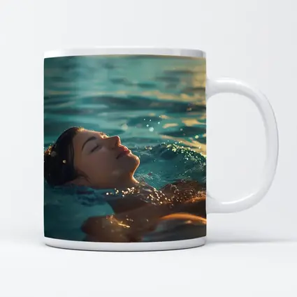 Woman Floating In Calm Ocean Water