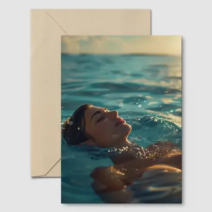 Woman Floating In Calm Ocean Water