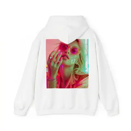 Blonde Woman Pink Sunglasses Neon Glow
