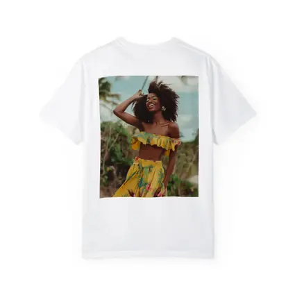 Woman Yellow Tropical Outfit Beach Palm Trees