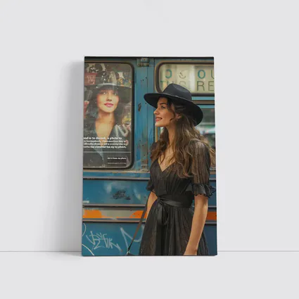 Woman Black Dress Hat Urban Street Style
