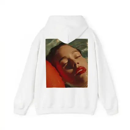 Woman Floating In Pool Red Lips