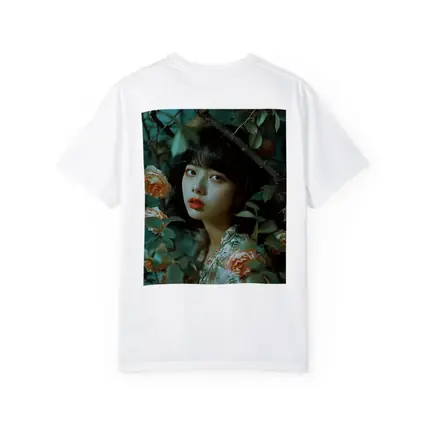 Asian Girl Portrait Among Orange Roses