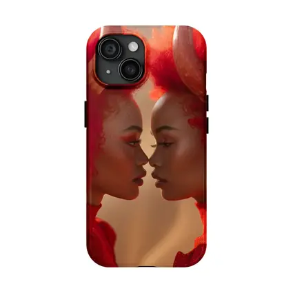 Two Women With Red Horns Facing Close
