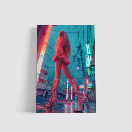 Blonde Woman Neon Tokyo Street Night