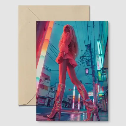 Blonde Woman Neon Tokyo Street Night