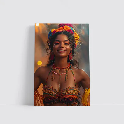 Colorful Carnival Woman Floral Headdress Festival