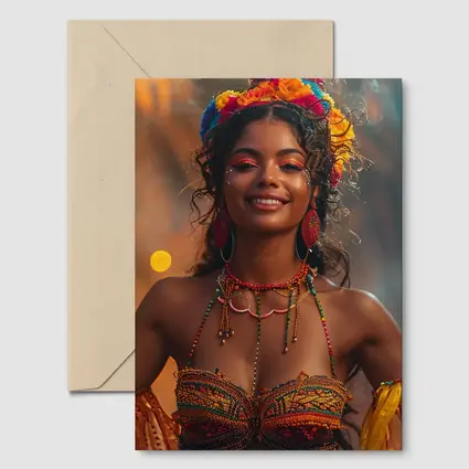Colorful Carnival Woman Floral Headdress Festival