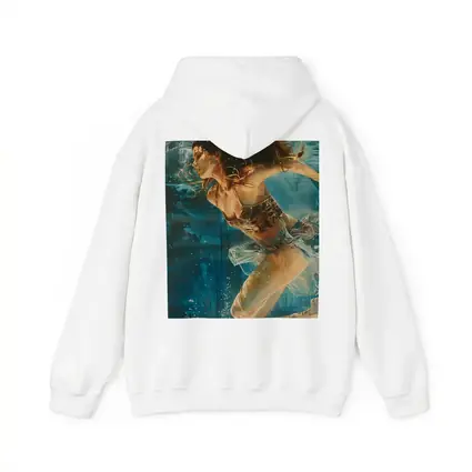 Woman Swimming Underwater Blue Abstract Painting