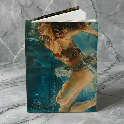 Woman Swimming Underwater Blue Abstract Painting
