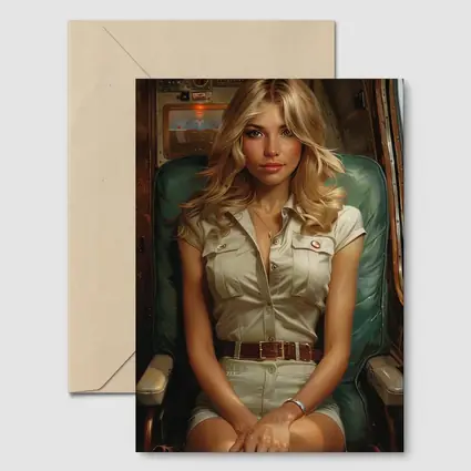 Blonde Woman Sitting Inside Aircraft Cockpit