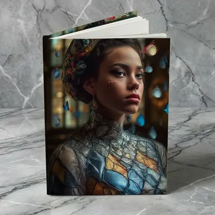 Fantasy Woman Blue Butterflies Ornate Interior