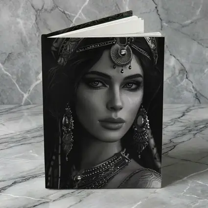 Black and White Woman Portrait Ornate Headdress