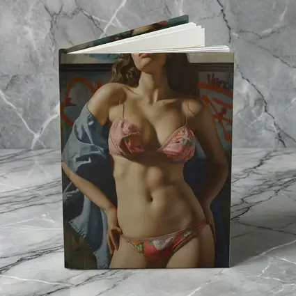 Woman in Floral Bikini Graffiti Background Art