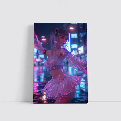 Anime Girl Neon City Night Dance