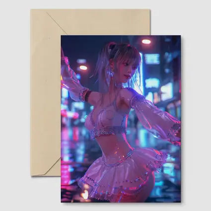 Anime Girl Neon City Night Dance